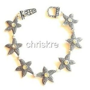 Silver Starfish Charm Bracelet Crystal Sea Life